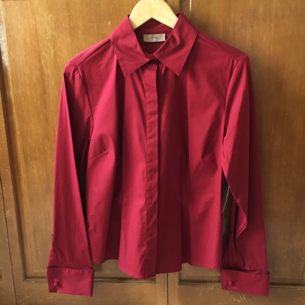IE Burgundy Button Down Blouse